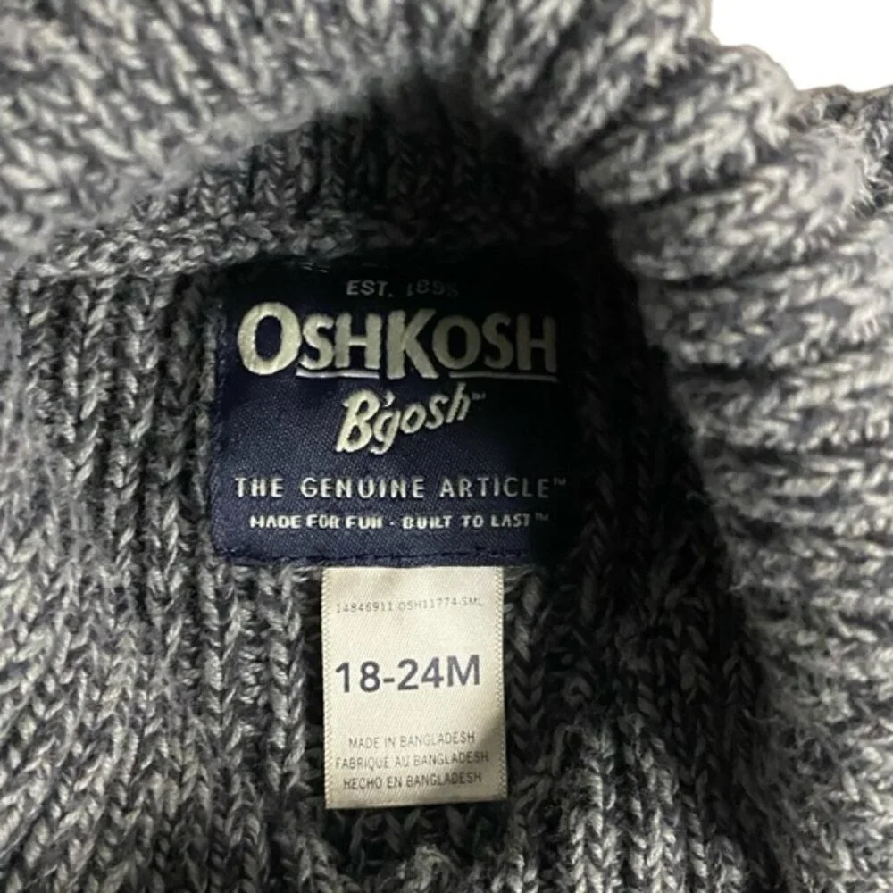 Oshkosh B’Gosh Baby Grey Ribbed Button-Down Cardigan Sweater